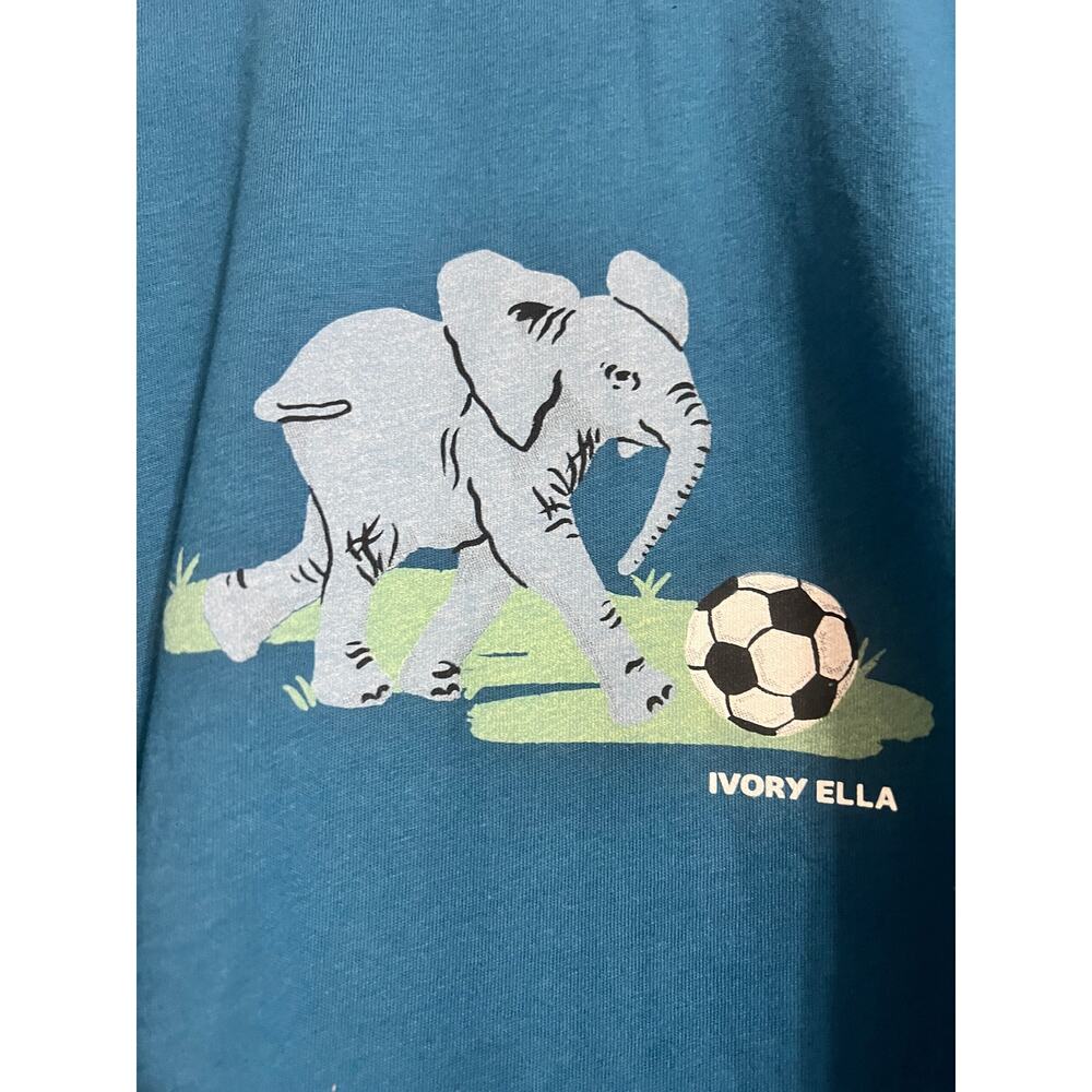 Ivory Ella Elephant Soccer Ball Graphic Tee Oversized XXS - Picture 4 of 4
